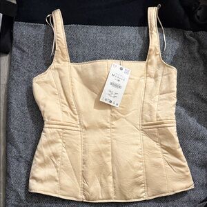 Zara Cream Structured Corset Top